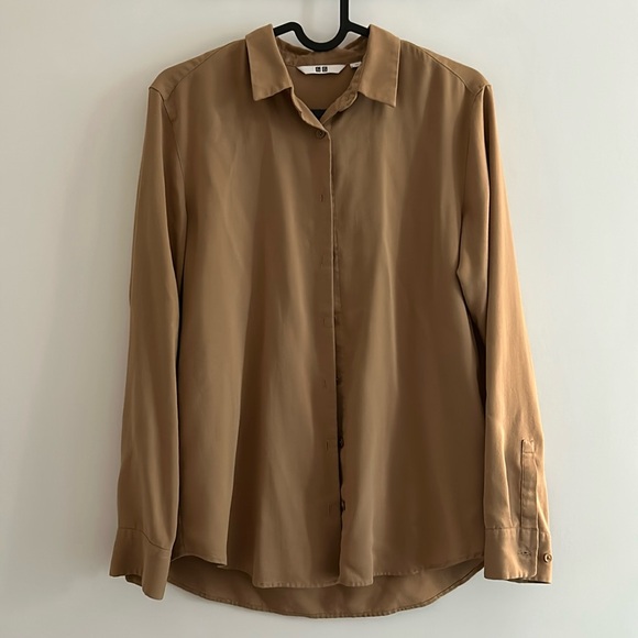 Uniqlo XS gold/brown collared shirt - Picture 1 of 4